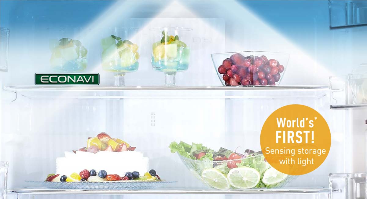 Detects food storage volume with light