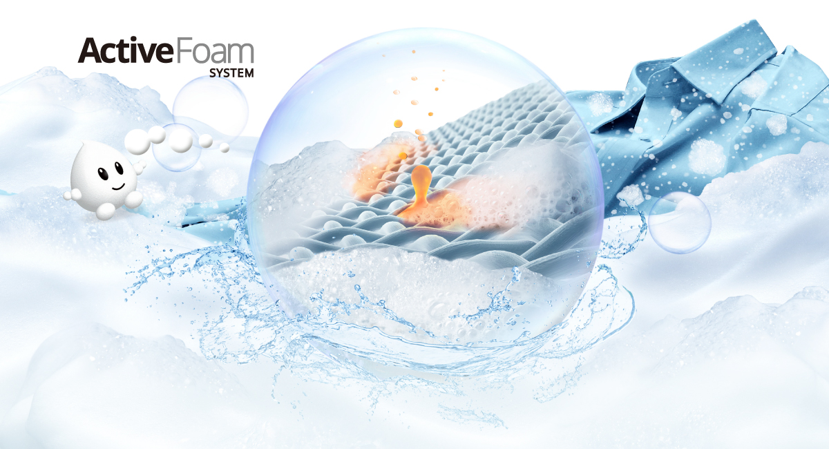 Fine foam lifts stains away
