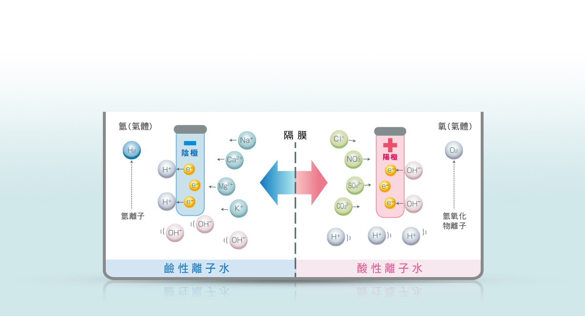 鹼性離子水的生成過程
