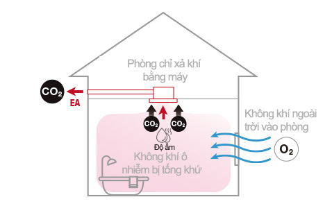 Hình ảnh về hệ thống thông gió âm trần và cách hệ thống được thiết kế để loại bỏ hơi ẩm trong nhà.