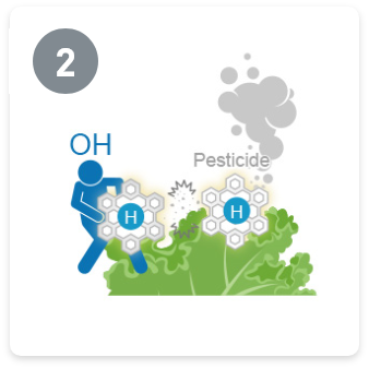 Hydroxyl radicals of nanoe™ X break down pesticide particles to easily wash away residue