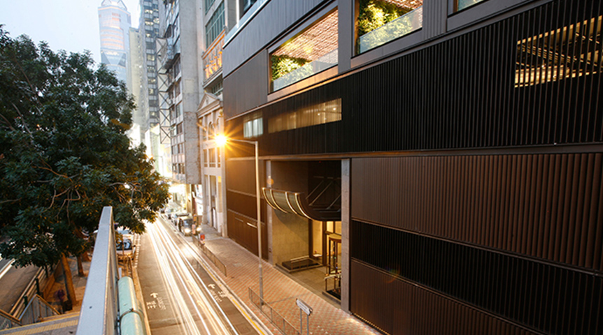 An image of an entrance of a high residential building in Wanchai