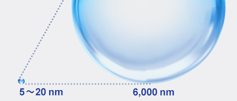 Steam particles are 6,000 nm, while hydroxyl radicals contained in water are 5 to 20 nm in diameter (Panasonic research).