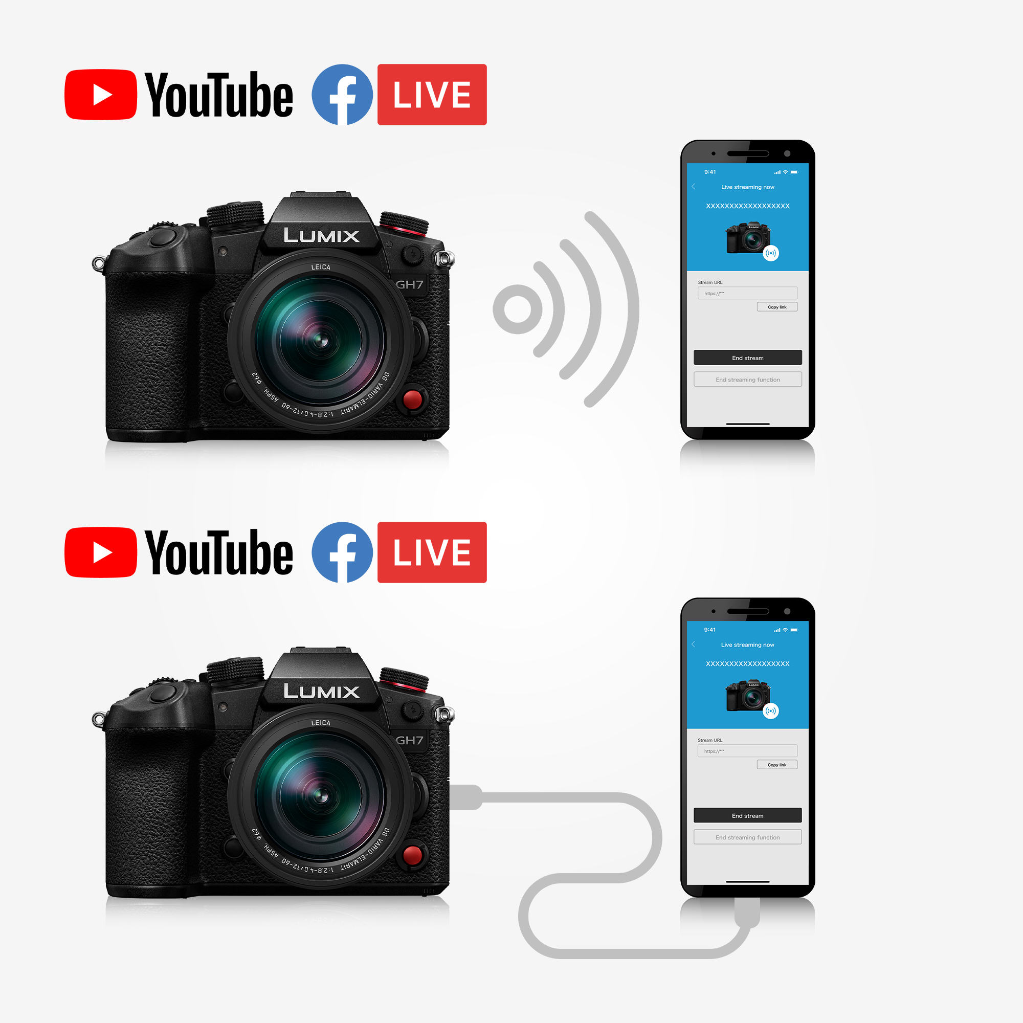 Wireless Live Streaming / USB-tethering