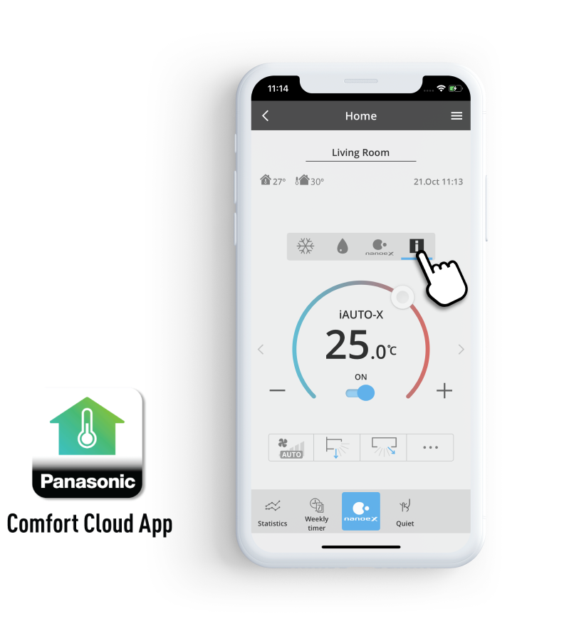 Activate iAUTO-X via the Panasonic Comfort Cloud Mobile App