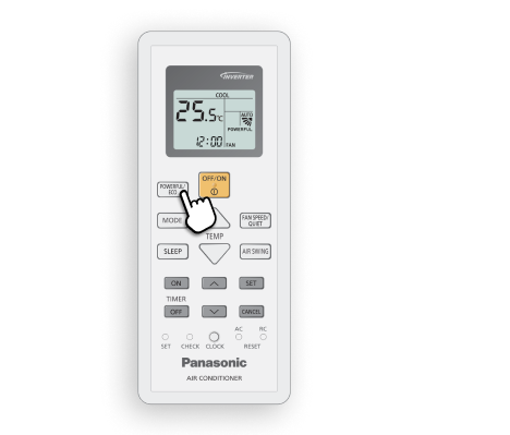 Activate POWERFUL mode with remote controller