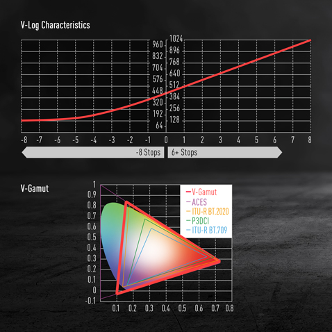 14+ stops of V-Log / V-Gamut "VariCam Look"