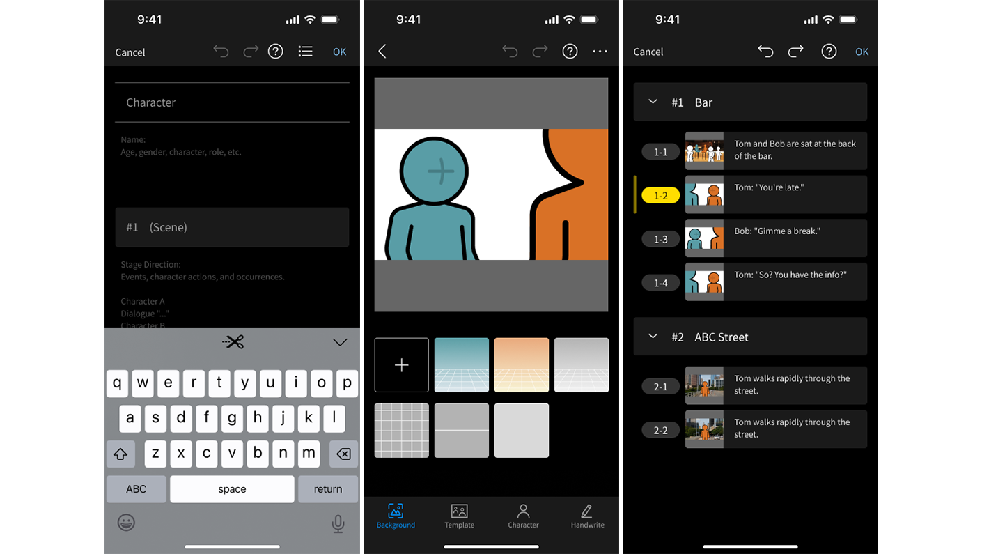 Easily create scripts, storyboards, and shot lists.