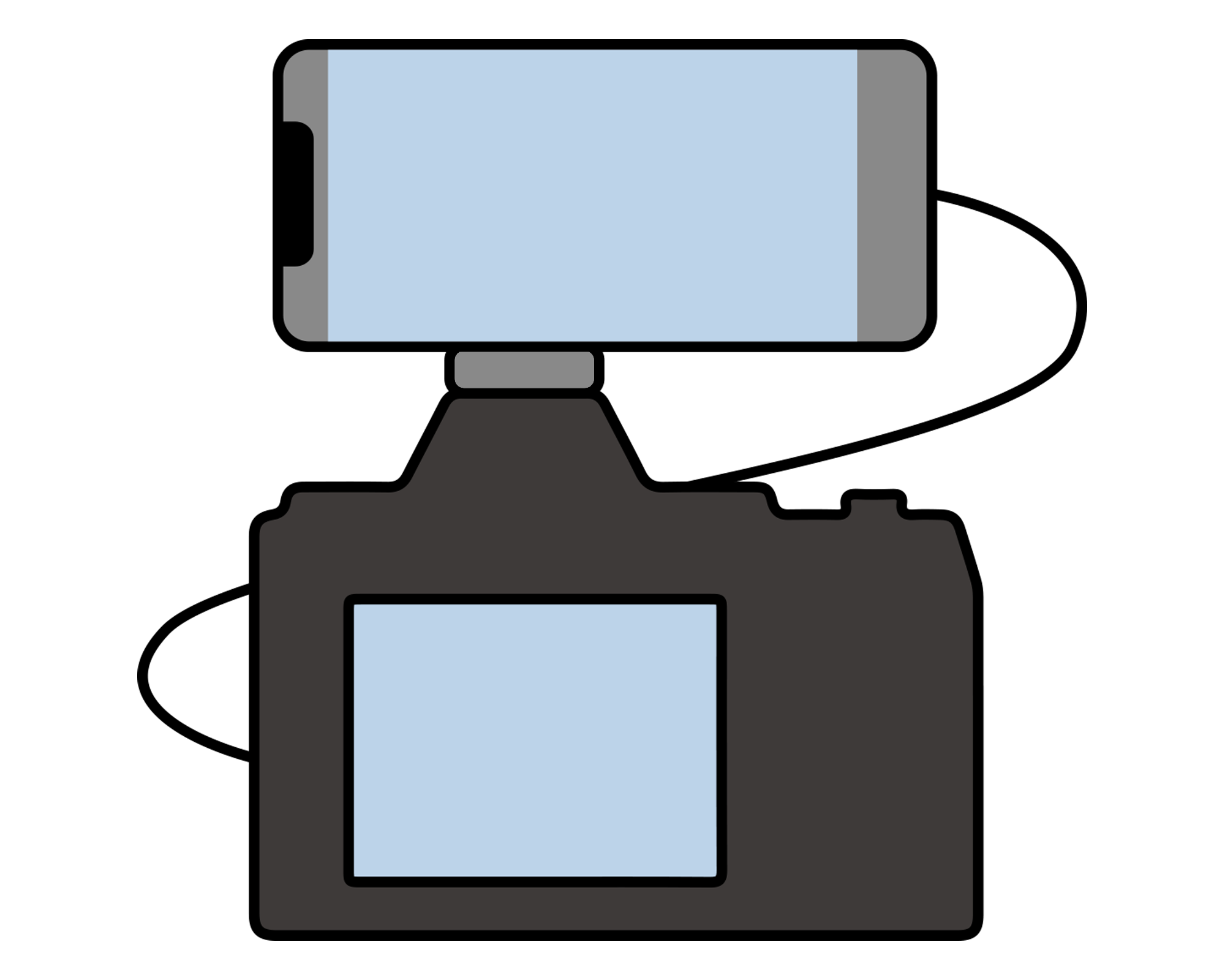 Use your smartphone as an external monitor and display shoot settings (wired/wireless)