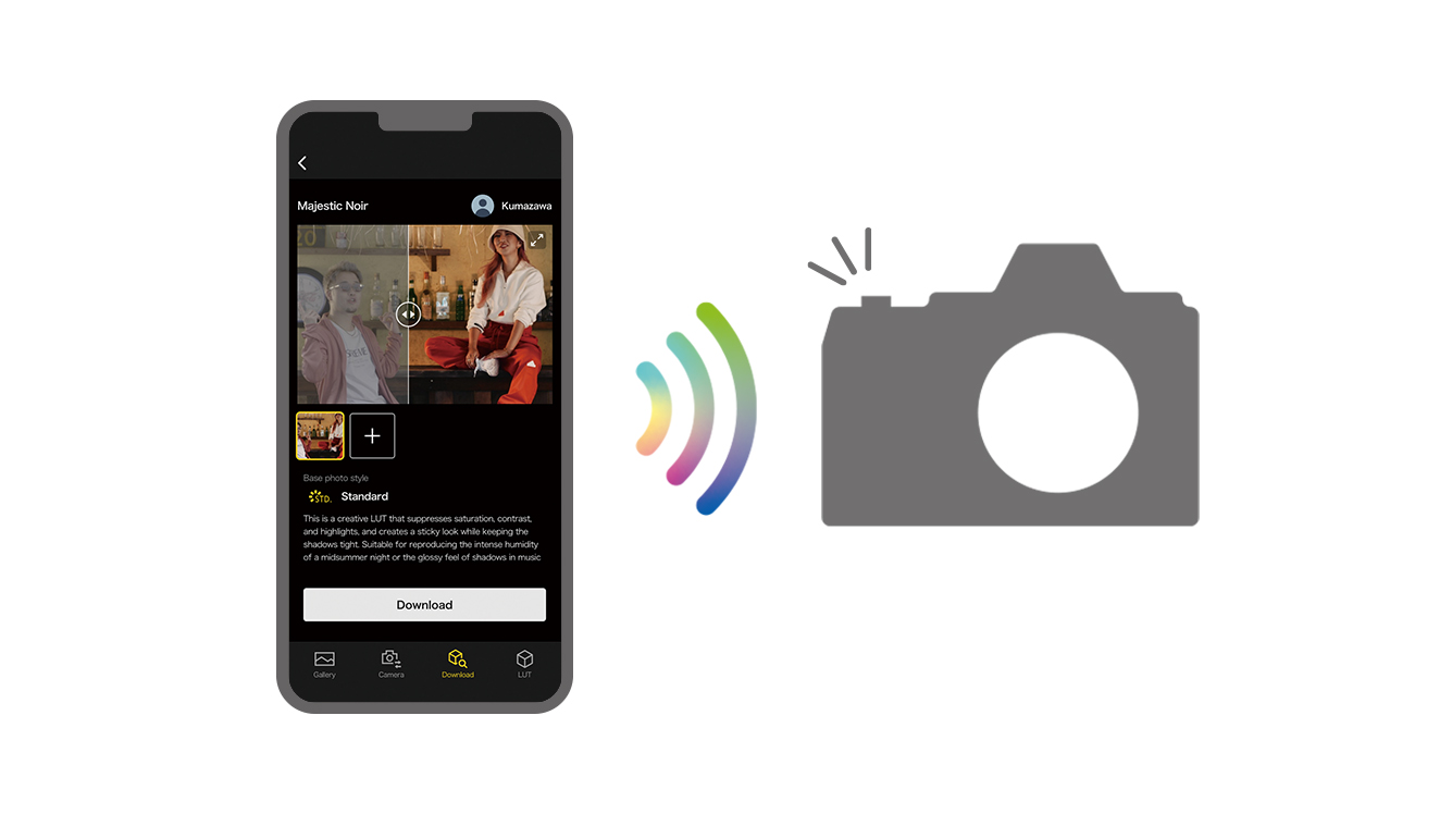 Descarregar LUTs de criador/Transferir LUTs para a câmara
