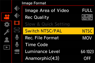 Переключение между форматами NTSC / PAL