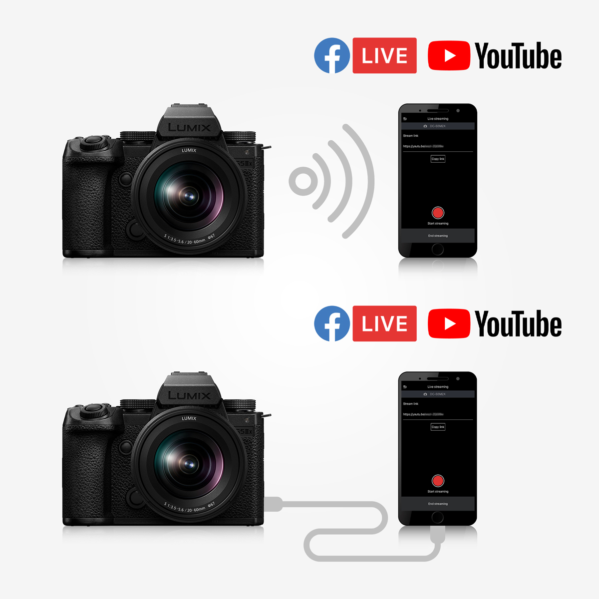 Wireless live streaming / USB-tethering (RTMP/RTMPS)