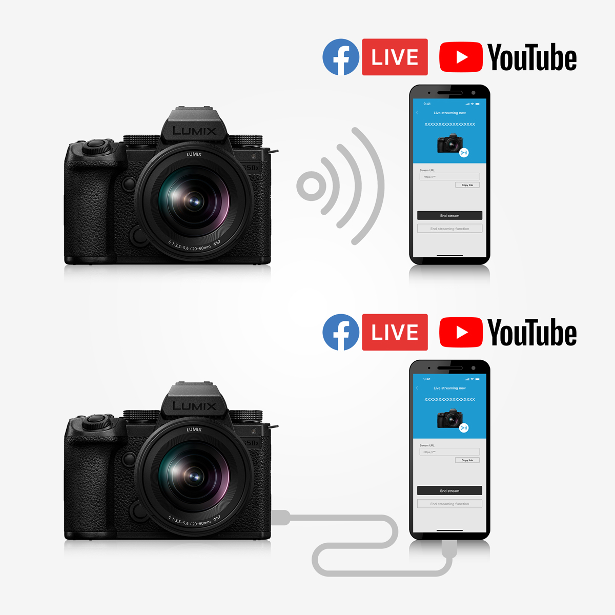 Bezprzewodowa transmisja strumieniowa na żywo / tethering USB