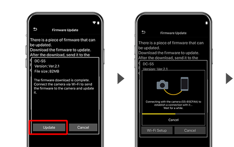 2. Połącz się z aparatem i dokonaj aktualizacji