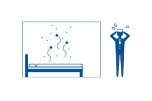 Una ilustración en la que se muestra cómo un hotel tiene dificultades para limpiar una habitación en el plazo estándar de 4 horas debido a problemas de olores