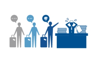 Una ilustración en la que se muestra cómo un hotel tiene dificultades para limpiar una habitación en el plazo estándar de 4 horas debido a problemas de olores