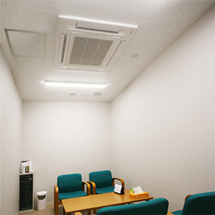 An image of installed 4-way cassette air conditioner