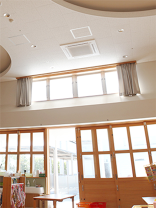 An image of installed 4-way cassette air conditioner