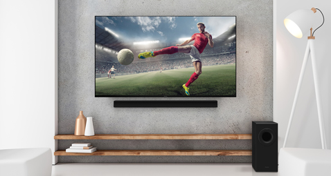 Soundbar vie realismin uudelle tasolle. Katso urheilua kotona korkealaatuisesta äänestä nauttien.