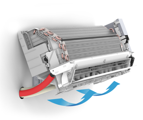 Showing a tilted aircond with arrows on the direction of tilt