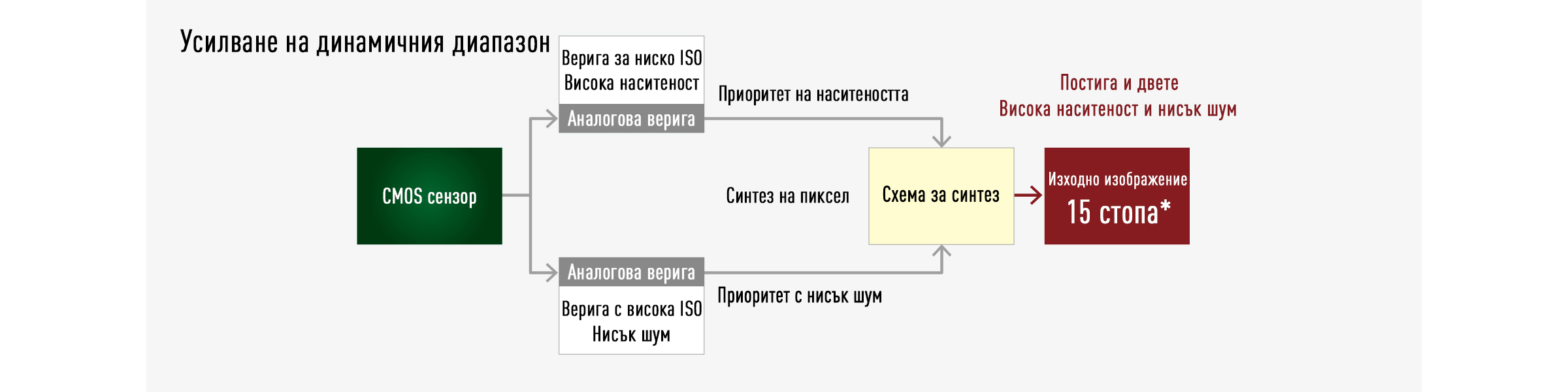 Позволява гъвкаво градиране на цветовете