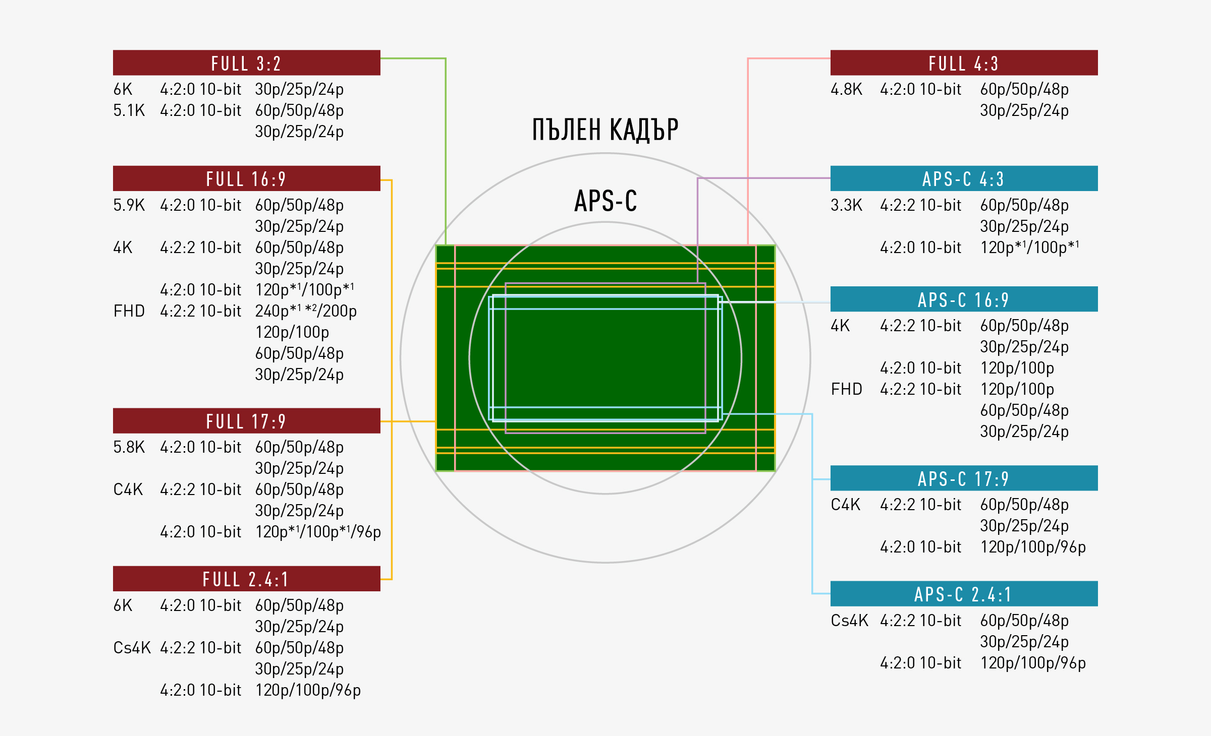 Широка гама от режими на видеозапис, за да отговарят на професионалните работни процеси