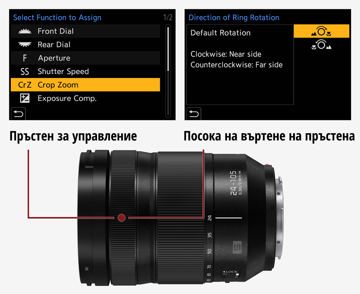 Поддръжка за използване на пръстена за фокусиране като контролен пръстен