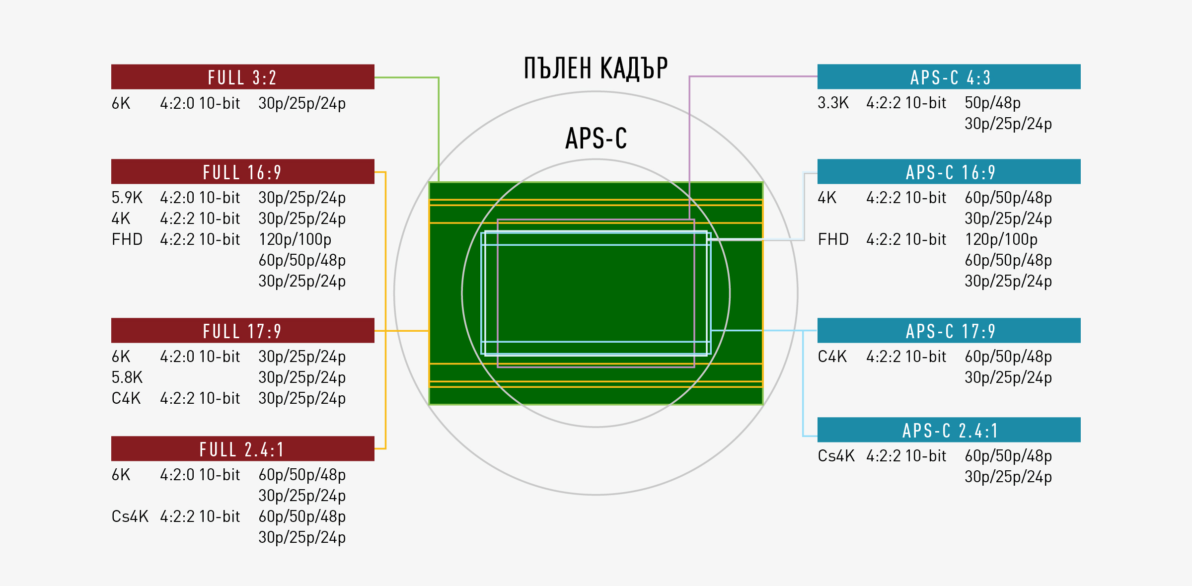 Широка гама от режими на видеозапис, за да отговарят на професионалните работни процеси
