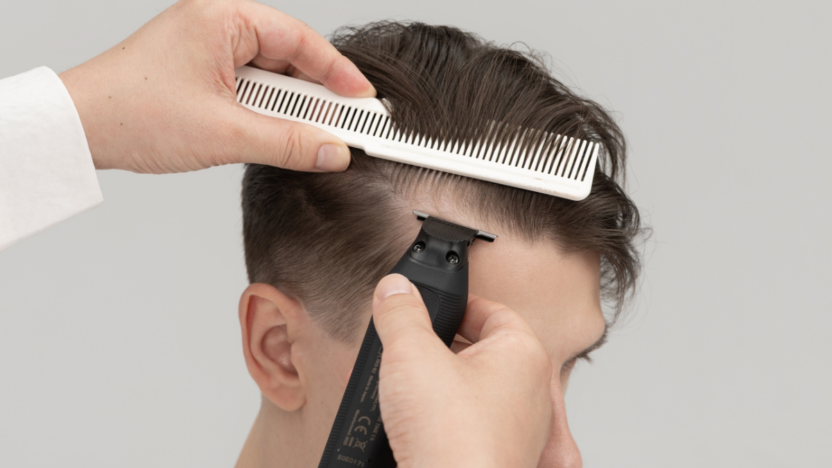 In Use on the Forhead with a Hair Trimmer ER-XT70