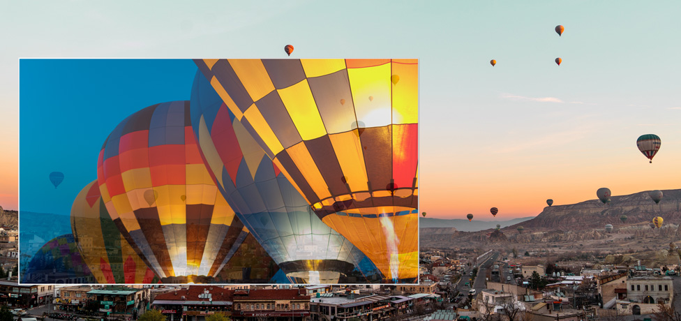 Cores vibrantes, mesmo com elevada transparência