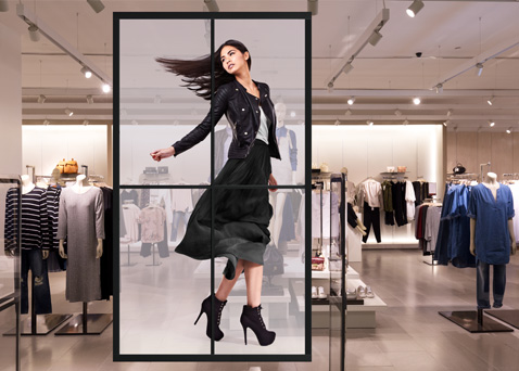 Imagens dinâmicas num ecrã 4K de grandes dimensões