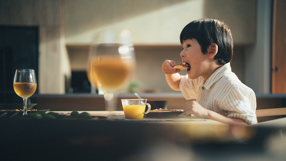 Image of boy eating at the dining table