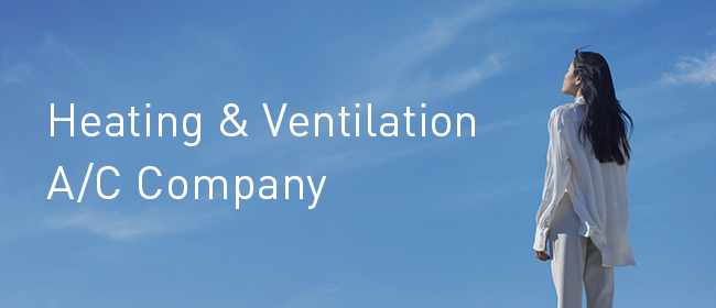 Link Banner: Heating & Ventilation A/C Company. Photo of a woman looking up at clear, blue skies.