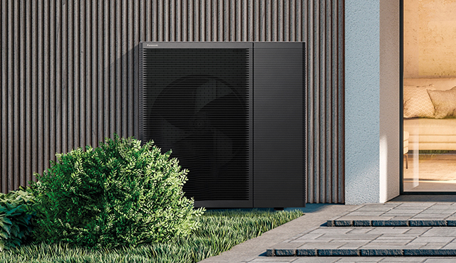 Image of residential heat pump outdoor unit equipped with natural refrigerant.