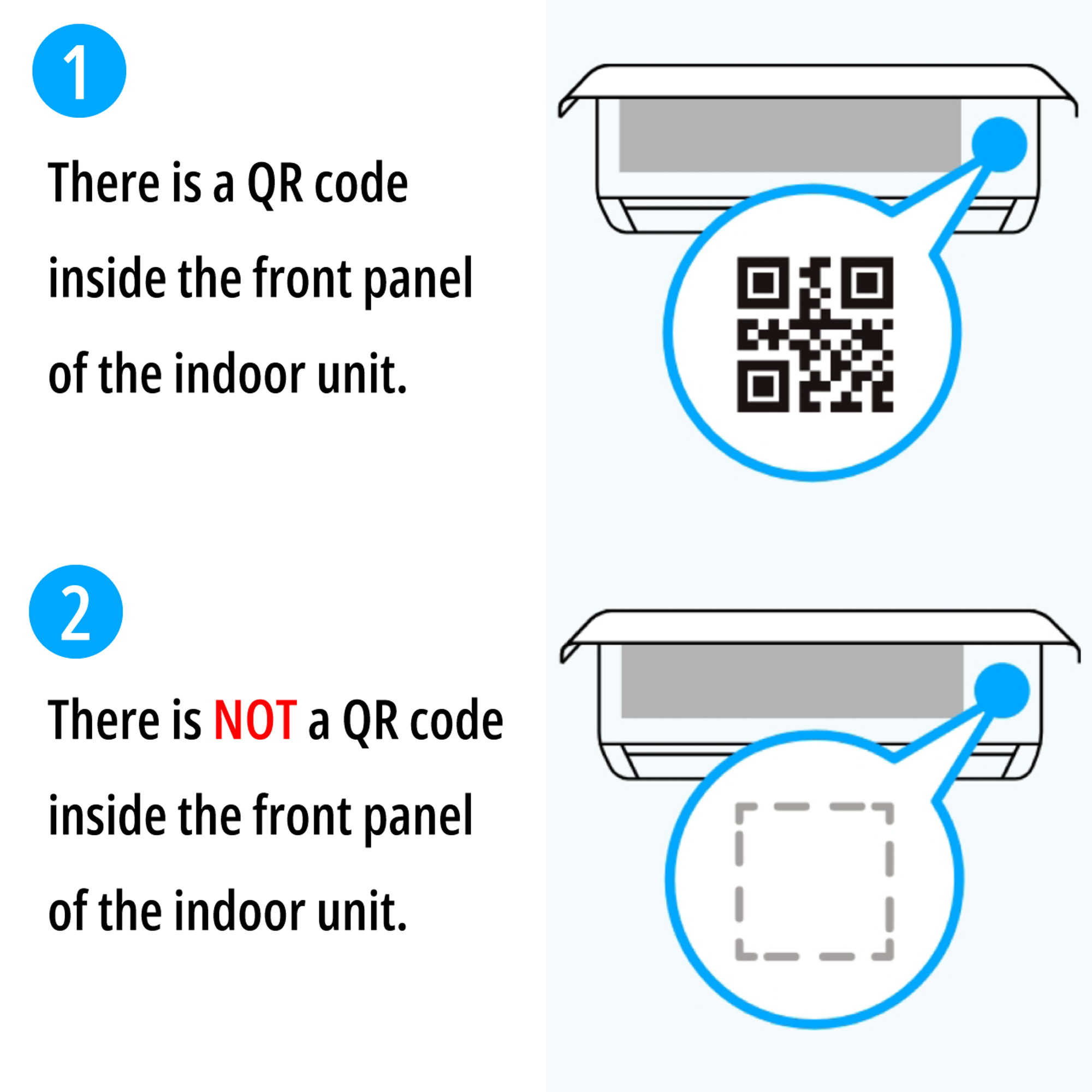 Q7. I need to scan a QR code to register my wall-mounted air conditioner unit, but I don’t have it, or error occurs.