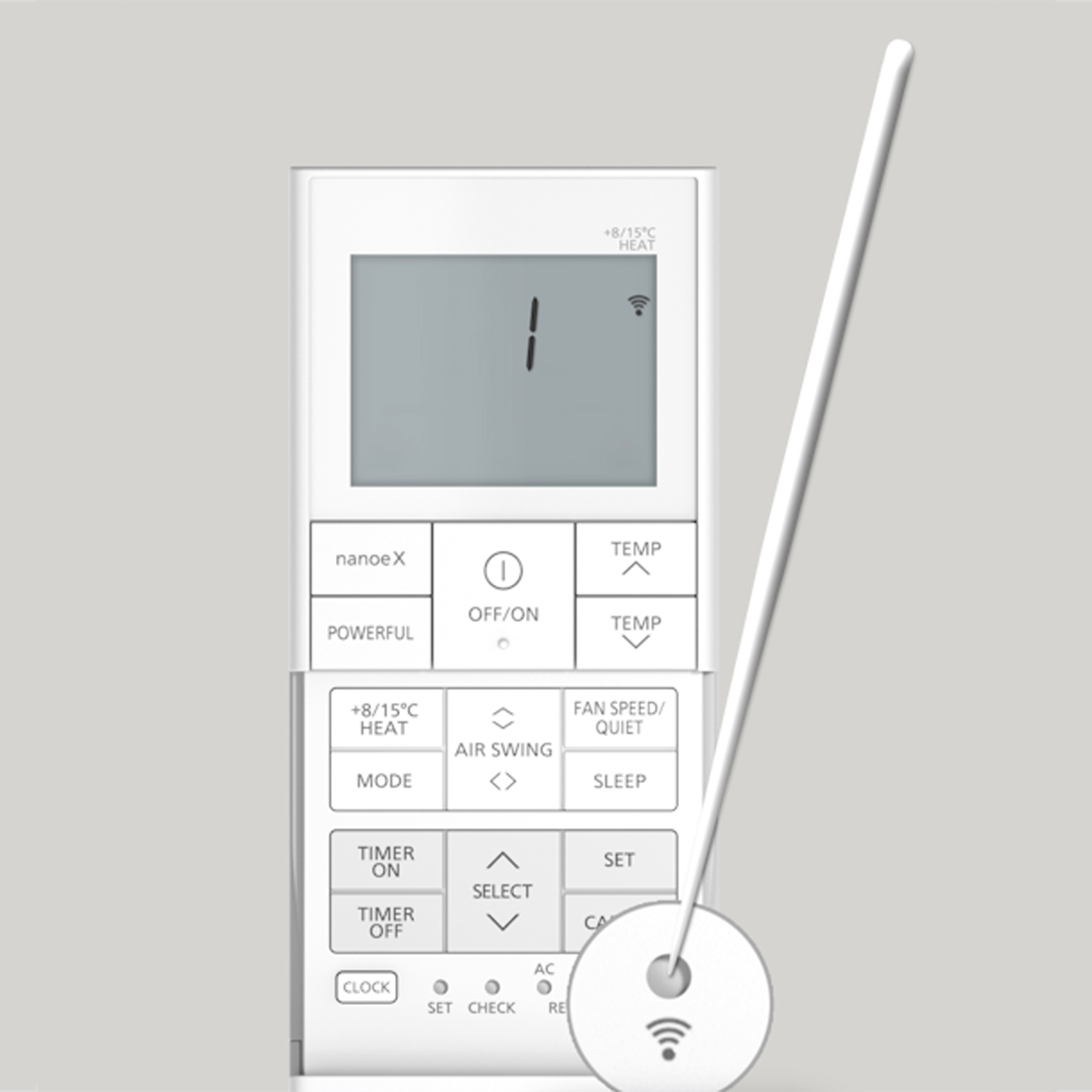 Q8. I cannot find the Wi-Fi button on the wireless remote controller.