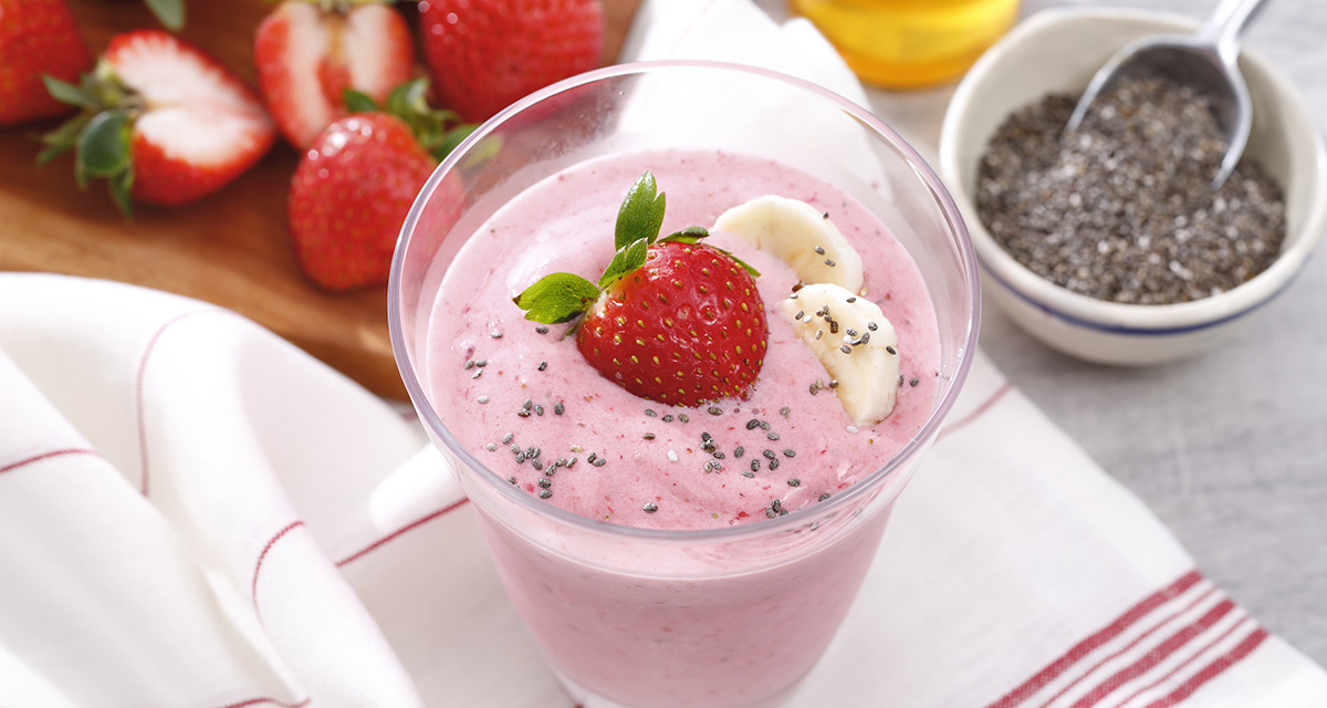 Boisson fouettée à la fraise