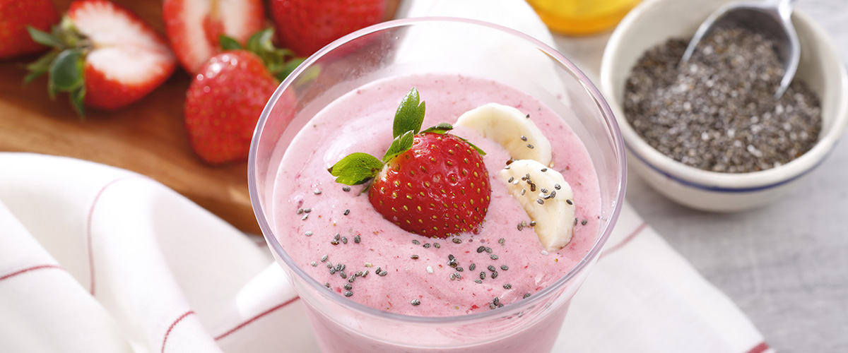 Boisson fouettée à la fraise