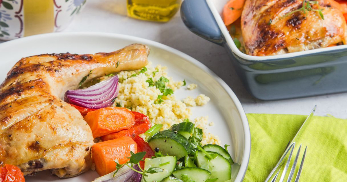 Roasted Chicken with Cucumber Salad