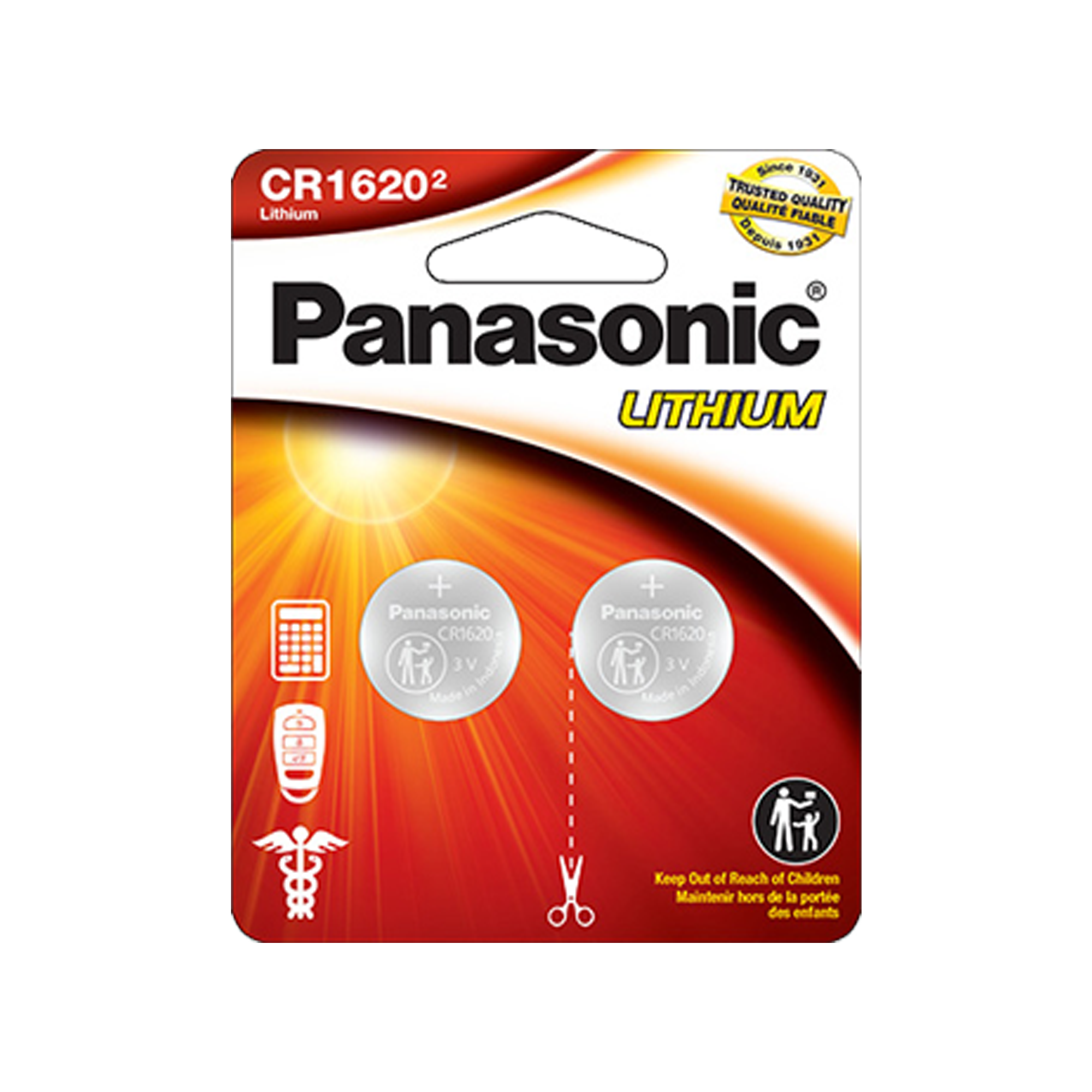 Photo de Piles-boutons au lithium CR1620PA2BL, 2 piles