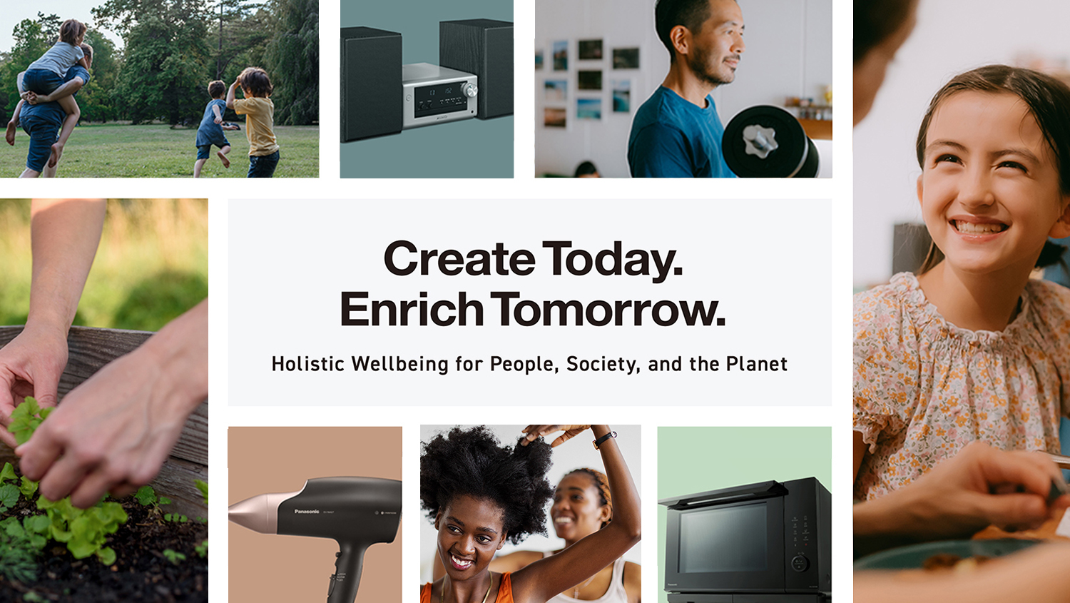 Create Today. Enrich Tomorrow. Holistic Wellbeing for People, Society, and the Planet, inspired by Japan. 