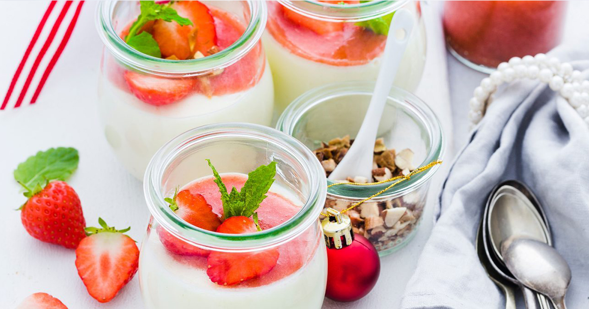 Bengali Bhappa Doi – Steamed Yogurt with Cardamom, Nuts and Strawberries