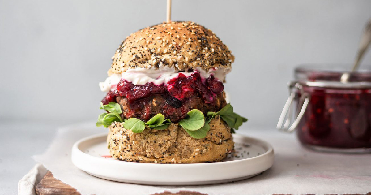 Chestnut, Mushroom, and Bean Burgers with Chili Cranberry Sauce