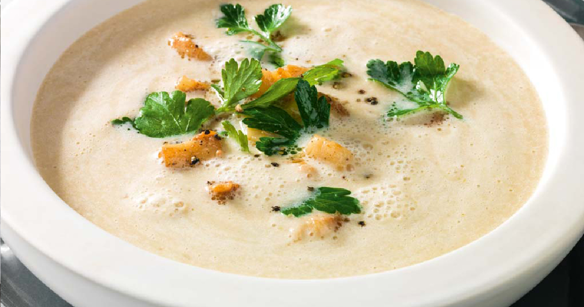 Chestnut Parsnip Cream Soup with Scallops