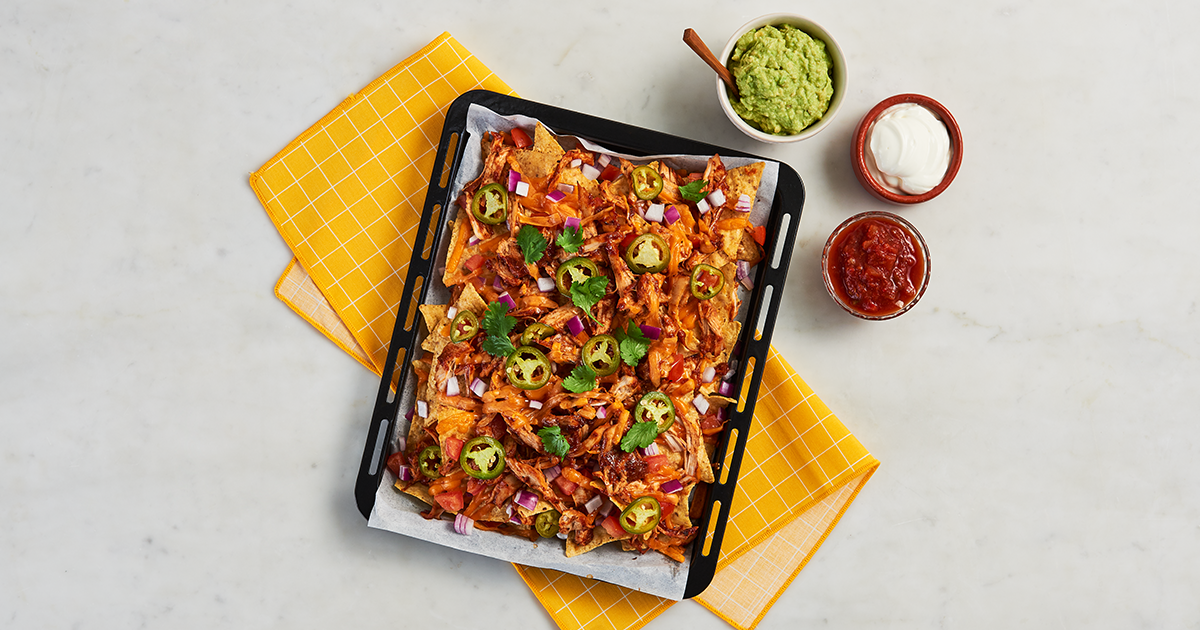 Nachos with Shredded Barbecue Chicken