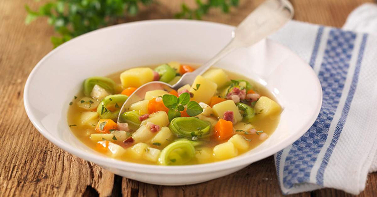 Potato Soup with Bacon Cubes