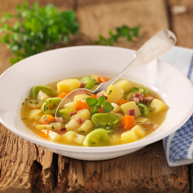 Potato Soup with Bacon Cubes