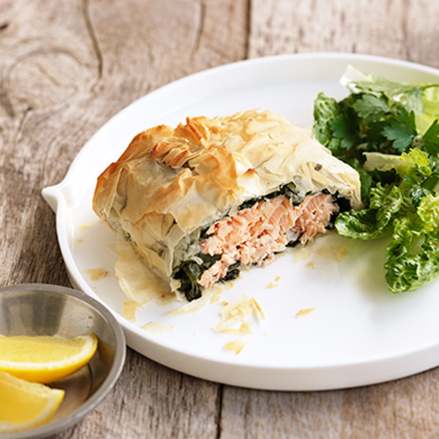 Salmon and Silverbeet Filo Parcels