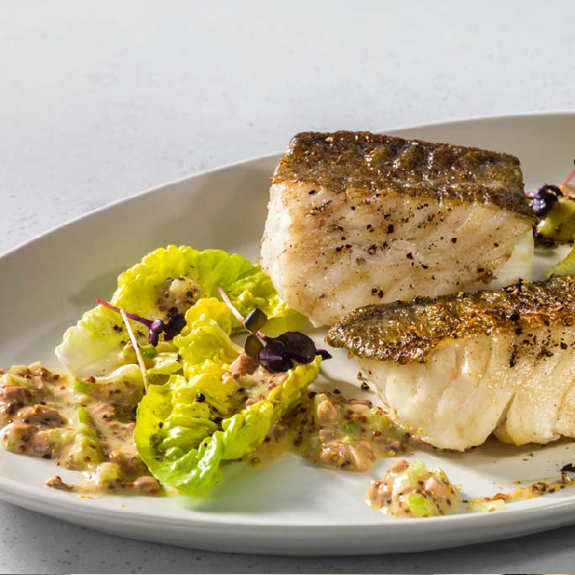 Smoked cod with mushroom celery remoulade