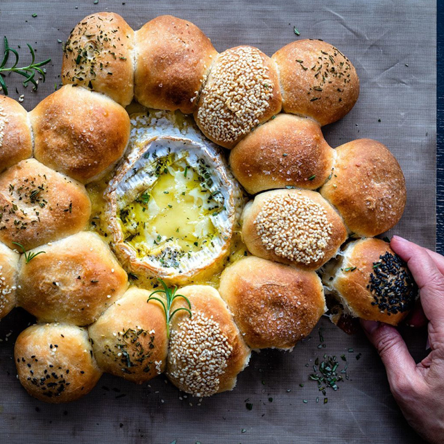 Soft Milk Rolls with Baked Camembert